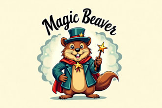 make a high quality magic beaver mascot logo with unlimited revision