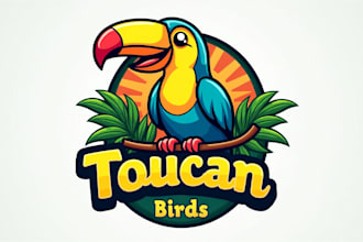 create an eye catching toucan bird mascot logo  with new concept