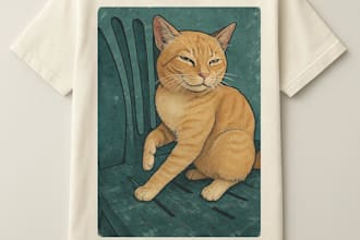 creat costume artistic cat illustration tshirt design