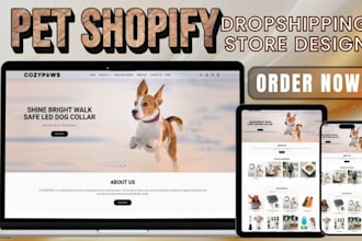 design pet shopify store pet website pet supplies dropshipping store