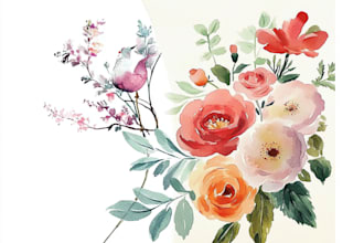 draw vector botanical illustrations of plants and flowers