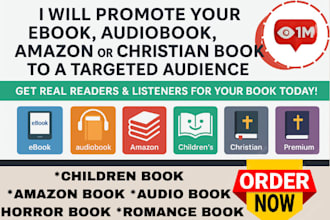 promote ebook, audiobook, amazon book, children book, christian audio book
