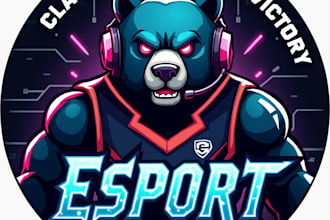 design high quality esport bear mascot logo with unlimited revision