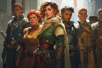draw a dnd party art and d and d character for you