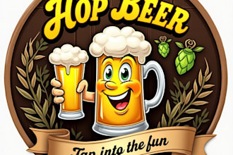 design high quality beer cartoon mascot logo for your business