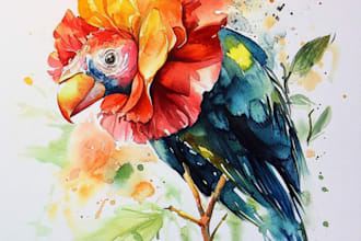 create a botanical watercolor illustration, floral drawing