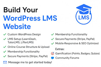 develop membership wordpress website, ims, online course, elearning
