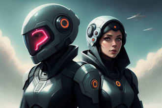 draw concept art, sci fi illustration and sci fi art