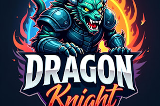 design high quality esport dragon knight mascot logo with fastest delivery