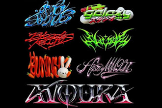 design creative y2k cyberpunk logo for your brand