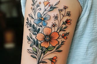 draw custom realistic tattoo design, tattoo sleeve