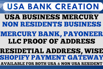 create USA business mercury bank account for non residents, USA residents wise