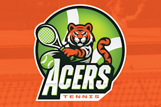 design a premium mascot tiger logo for tennis team or brand