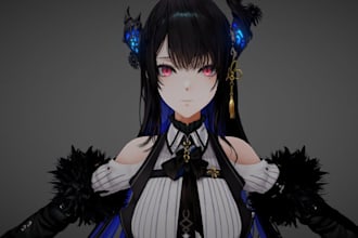 model 3d vrchat avatar, vtuber character, vrc character, vrm avatar in unity