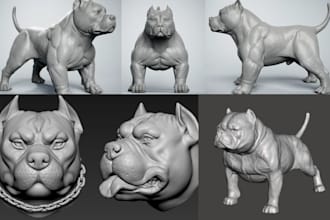 realistic dog 3d model sculpt 3d animal 3d printing stl file game ready model
