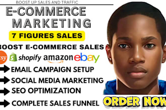 promote and advertise etsy, ebay, shopify, and amazon for quick sales and SEO