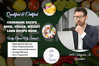 write quality cookbook recipe book, vegan, weight loss recipe book