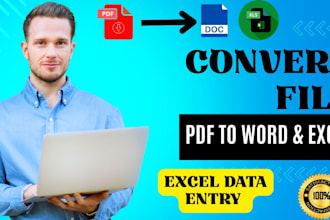 covert pdf to word and excel and also excel data entry