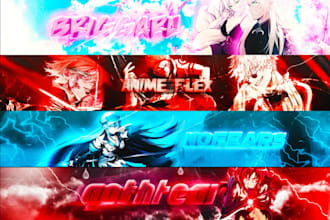 design eye catching anime banner for youtube, twitch, discord, twitter