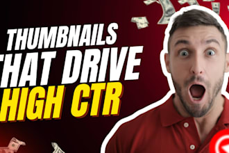 design high CTR, clickbait youtube, pinterest, or gaming thumbnails