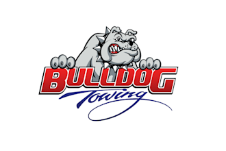 design a tough and bold bulldog towing logo