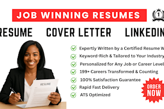 write a customized professional ats resume, executive resume or linkedin profile