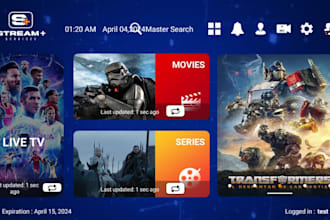 develop iptv app, smart TV app with stalker middleware, admin panel and billing