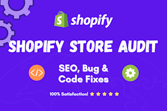 perform a shopify store audit, fix SEO issues and code bugs