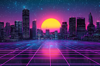 make a synthwave retro wave, cyberpunk, darksynth