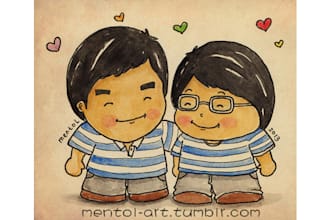 draw any cute cartoon for gift