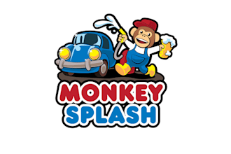 design a fun bright cartoon monkey car or water theme logo