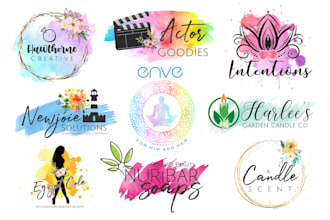 do hand drawn boho signature watercolor  wedding floral and feminine logo design