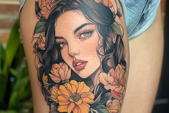 create your watercolor custom tattoo design and illustration