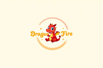 do cute baby red dragon character mascot logo design