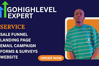 build gohighlevel website sale funnel, landing page, email campaigns, ghl expert
