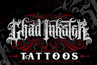 custom hand lettering, calligraphy, typography, tattoo logo