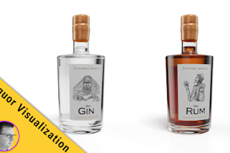 create 3d bottle and can renders for alcohol and beverage brands