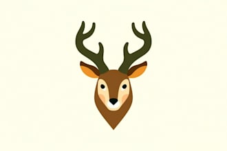 do deer head face mascot logo design