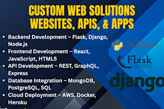 build, deploy website, apis, and apps with django, flask, react, python and more