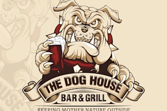 design unique drunken bull dog logo