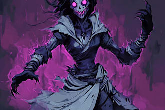 create a fantasy horror character art and illustration