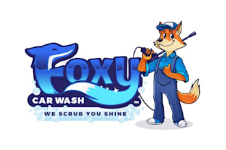 design a bold and sleek foxy car wash logo