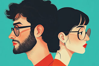 draw high realistic couple vector portrait from photo