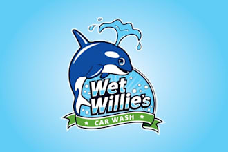 design a fun whale car wash business logo