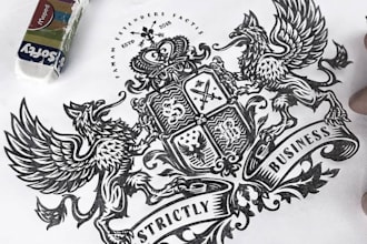 design custom vintage coat of arms emblem family crest logo for engraving