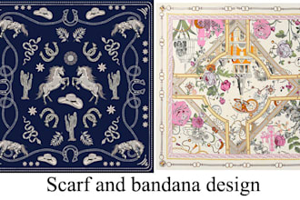 create unique scarf bandana shawl pattern design for you