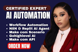 setup make com scenerio, made com, n8n ai, and replit ai agent automation