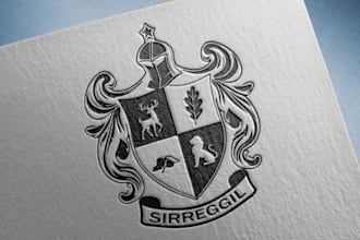 design an elegant luxury vintage family crest logo and coat of arms