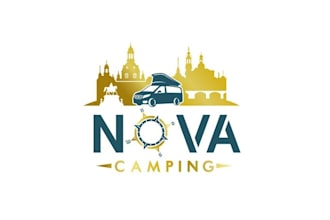 design unique modern camping company logo