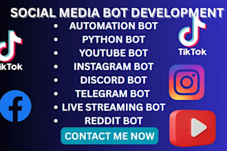 do custom bots for ig, discord, telegram, youtube and livestream automation
